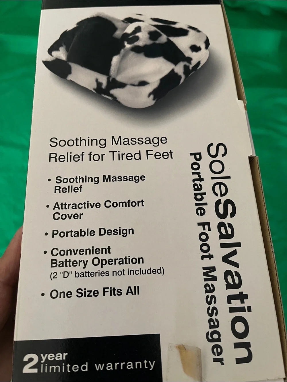 Homedics SoleSalvation Portable Foot Massager - Black & White Cow Print